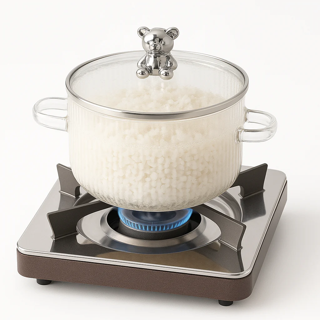 1600ml Multipurpose Borosilicate Glass Pot with Bear Knob Lid | Ideal for Cooking, Serving, Storage & More - Image 5