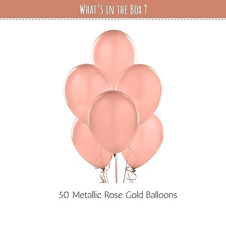 50 Metallic Rose Gold Balloons - Image 3