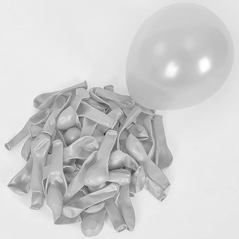 50 Metallic Silver Balloons - Image 4