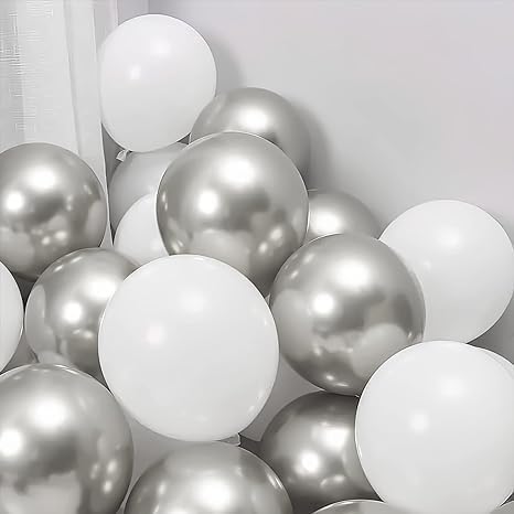 50 Metallic Silver Balloons - Image 5