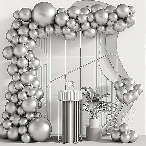 50 Metallic Silver Balloons - Image 6