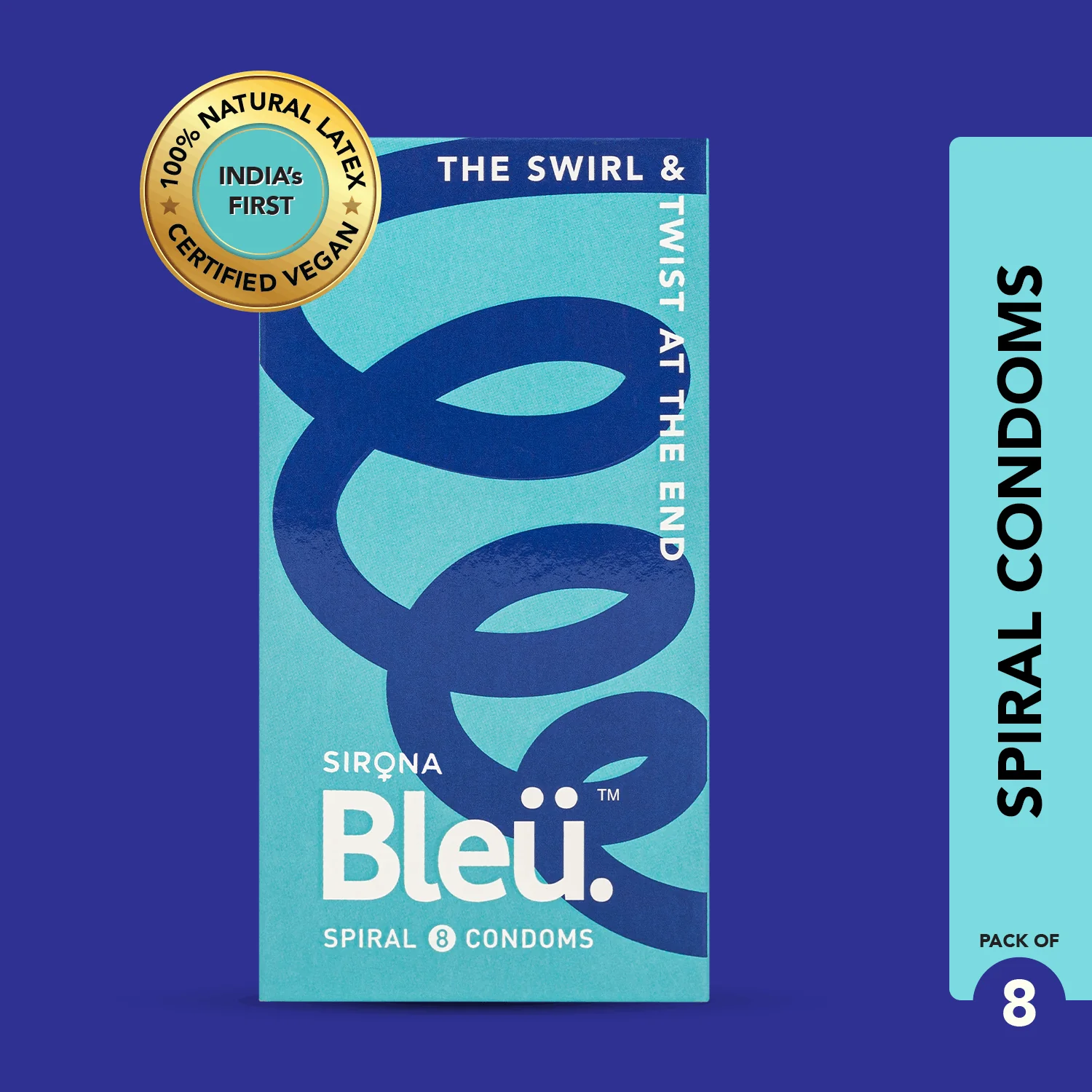 Bleu Spiral Vegan Condoms (1 Pack of 8) - Image 28