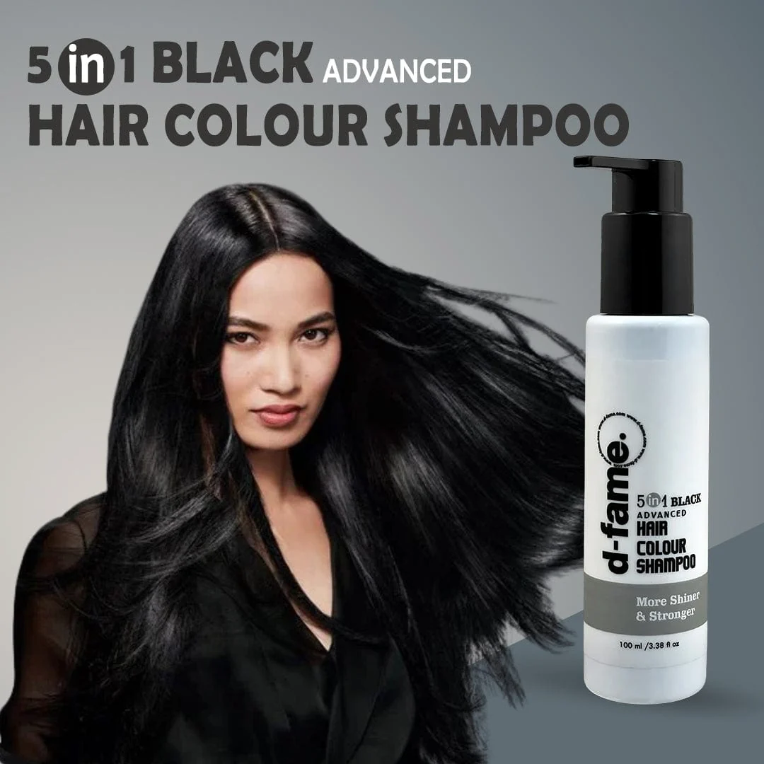 D-Fame 5 in 1 Black Hair Colour Shampoo - Image 7