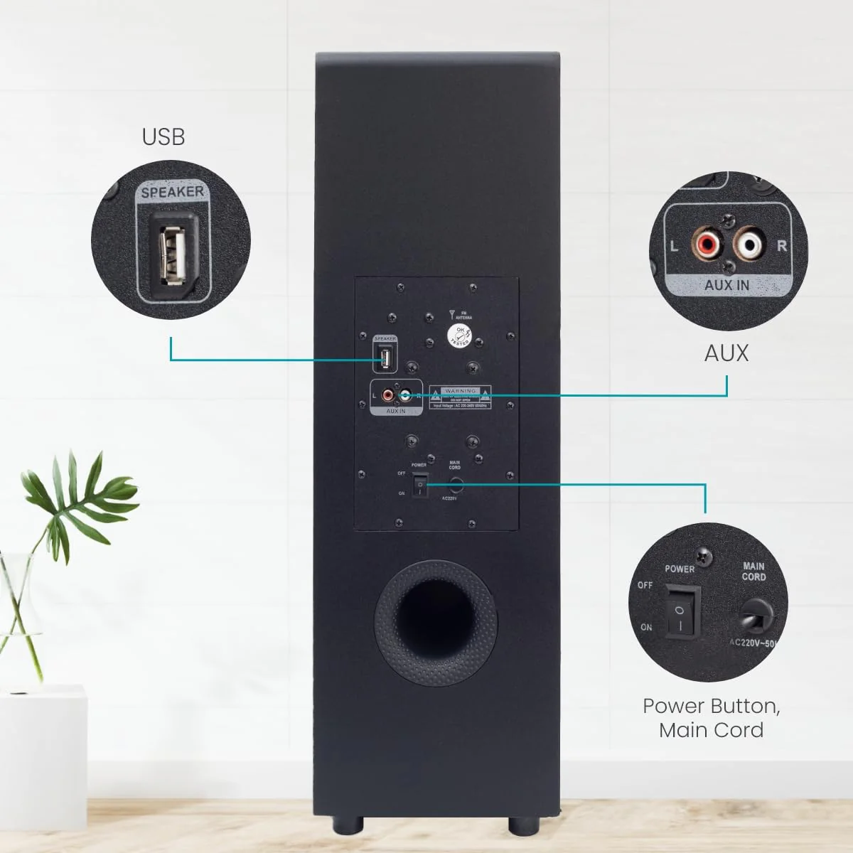 Digimate DG-SB01 100W Bluetooth Soundbar | 2.1 Channel Home Theatre |Deep Bass from 5.25� Subwoofer |BT v5.3, AUX, USB Connectivity | 4 EQ Modes | Sleek Remote & LED Display (Platinum Black) - Image 4