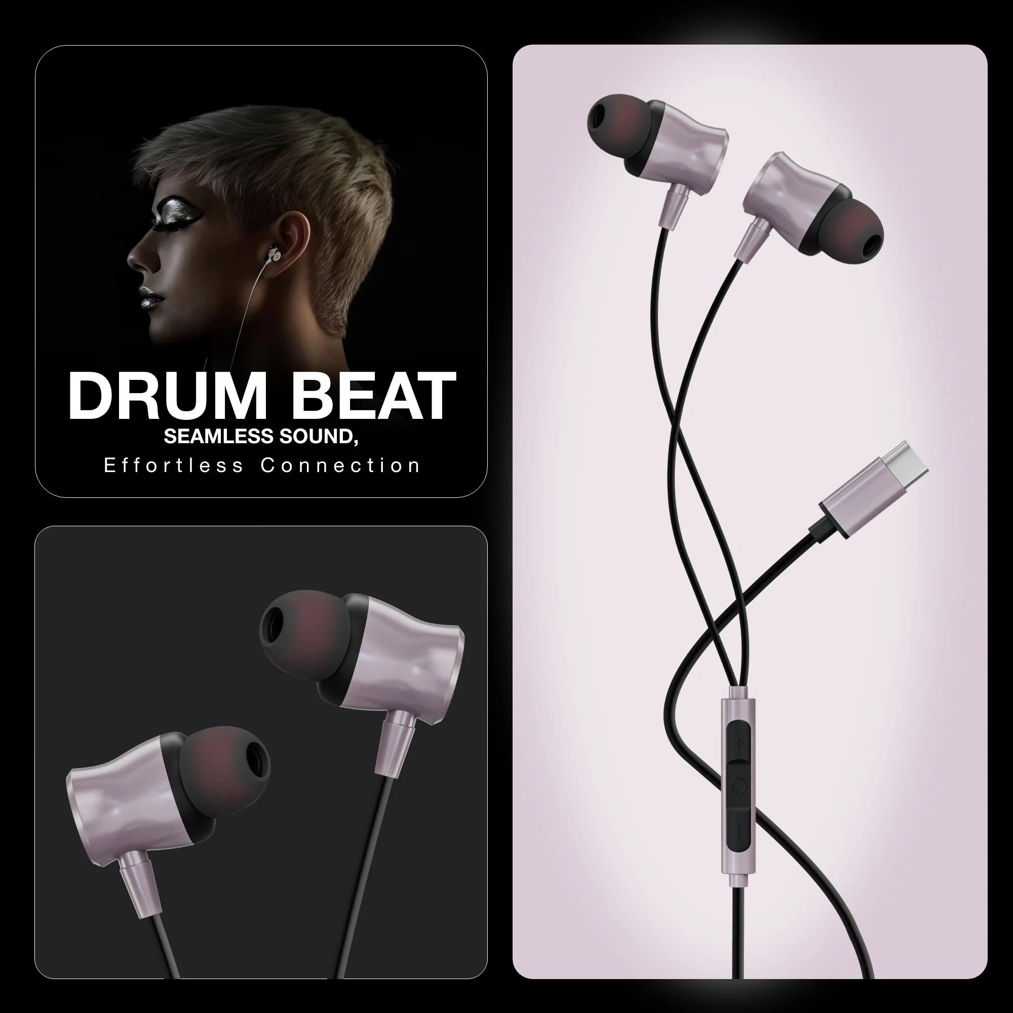 Digimate Drumbeat Hands-Free C-Type Earphones with Built-in Mic, Bass Boosted, Tangle-Free Cable & Call Control (DG-HF-1003, Purple) - Image 7