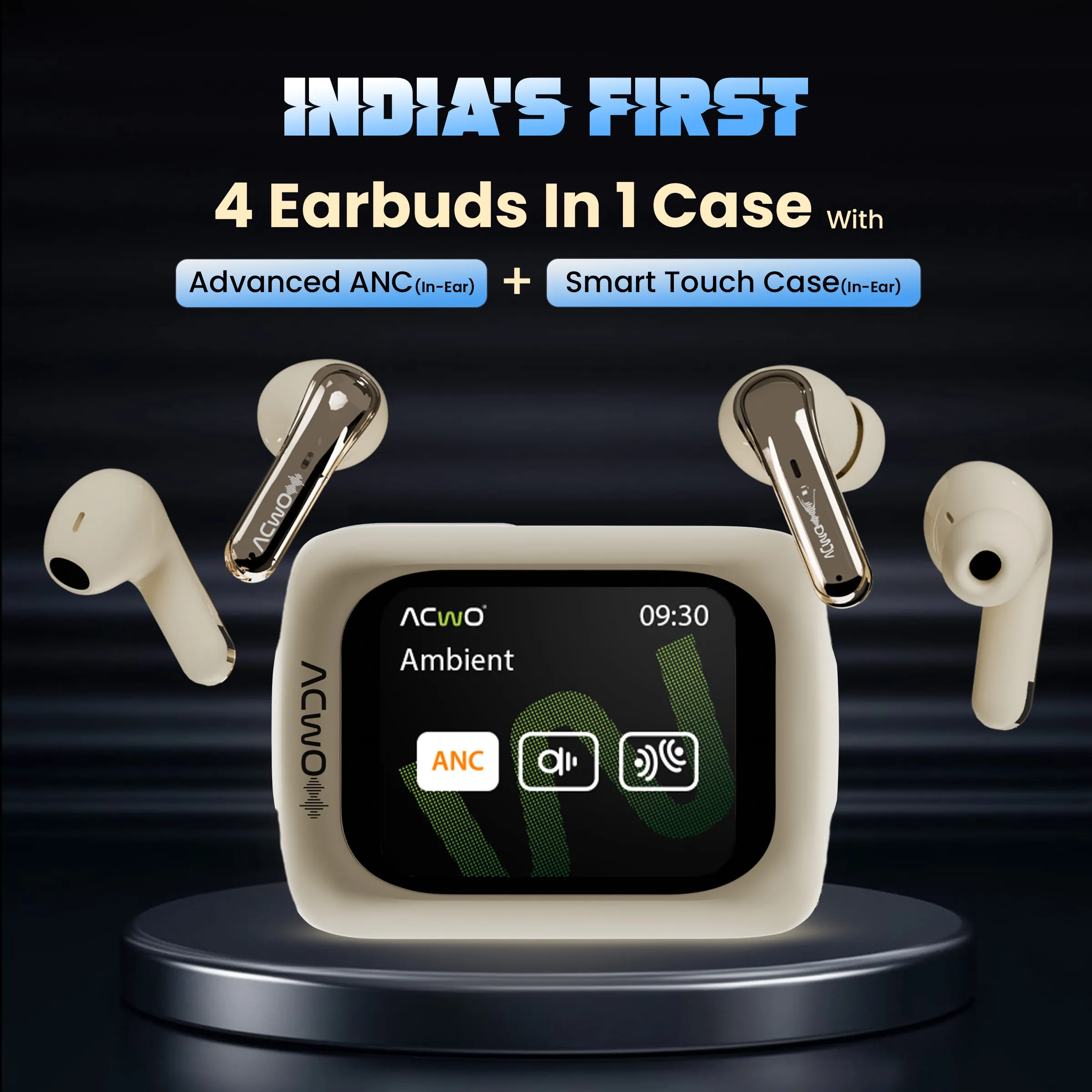 Dwots Fire Prime - IndiaS First 4 Earbuds In 1 Case With Advanced Anc + Smart Touch Screen Display Black - Image 11