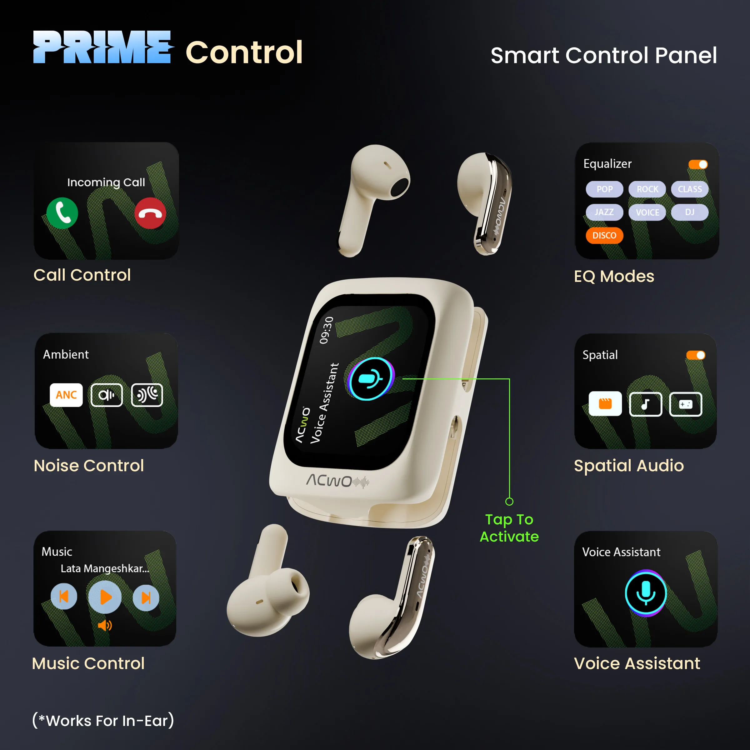 Dwots Fire Prime - IndiaS First 4 Earbuds In 1 Case With Advanced Anc + Smart Touch Screen Display Black - Image 13