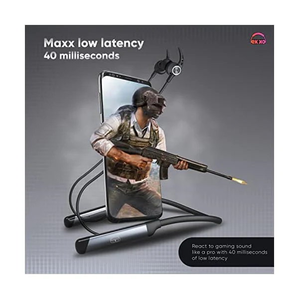 EKKO Unplug N04 Neckband: Premium ENC, 40ms Latency, Max Bass, Twin Connect, Siri & Google Assistant (Black) - Image 4