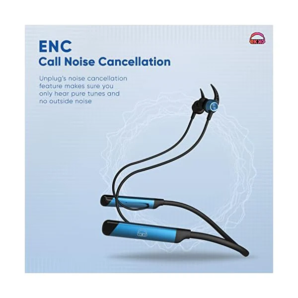 EKKO Unplug N04 Neckband: Premium ENC, 40ms Latency, Max Bass, Twin Connect, Siri & Google Assistant (Blue) - Image 3