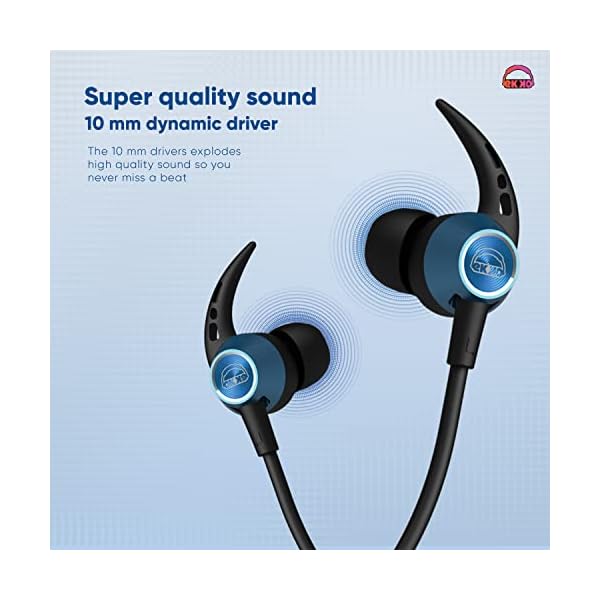 EKKO Unplug N04 Neckband: Premium ENC, 40ms Latency, Max Bass, Twin Connect, Siri & Google Assistant (Blue) - Image 5