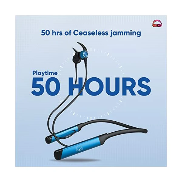 EKKO Unplug N04 Neckband: Premium ENC, 40ms Latency, Max Bass, Twin Connect, Siri & Google Assistant (Blue) - Image 6