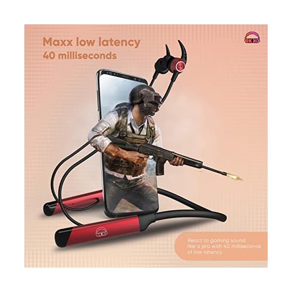 EKKO Unplug N04 Neckband: Premium ENC, 40ms Latency, Max Bass, Twin Connect, Siri & Google Assistant (Red) - Image 4