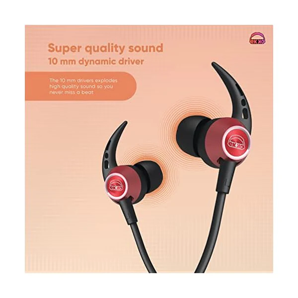 EKKO Unplug N04 Neckband: Premium ENC, 40ms Latency, Max Bass, Twin Connect, Siri & Google Assistant (Red) - Image 5