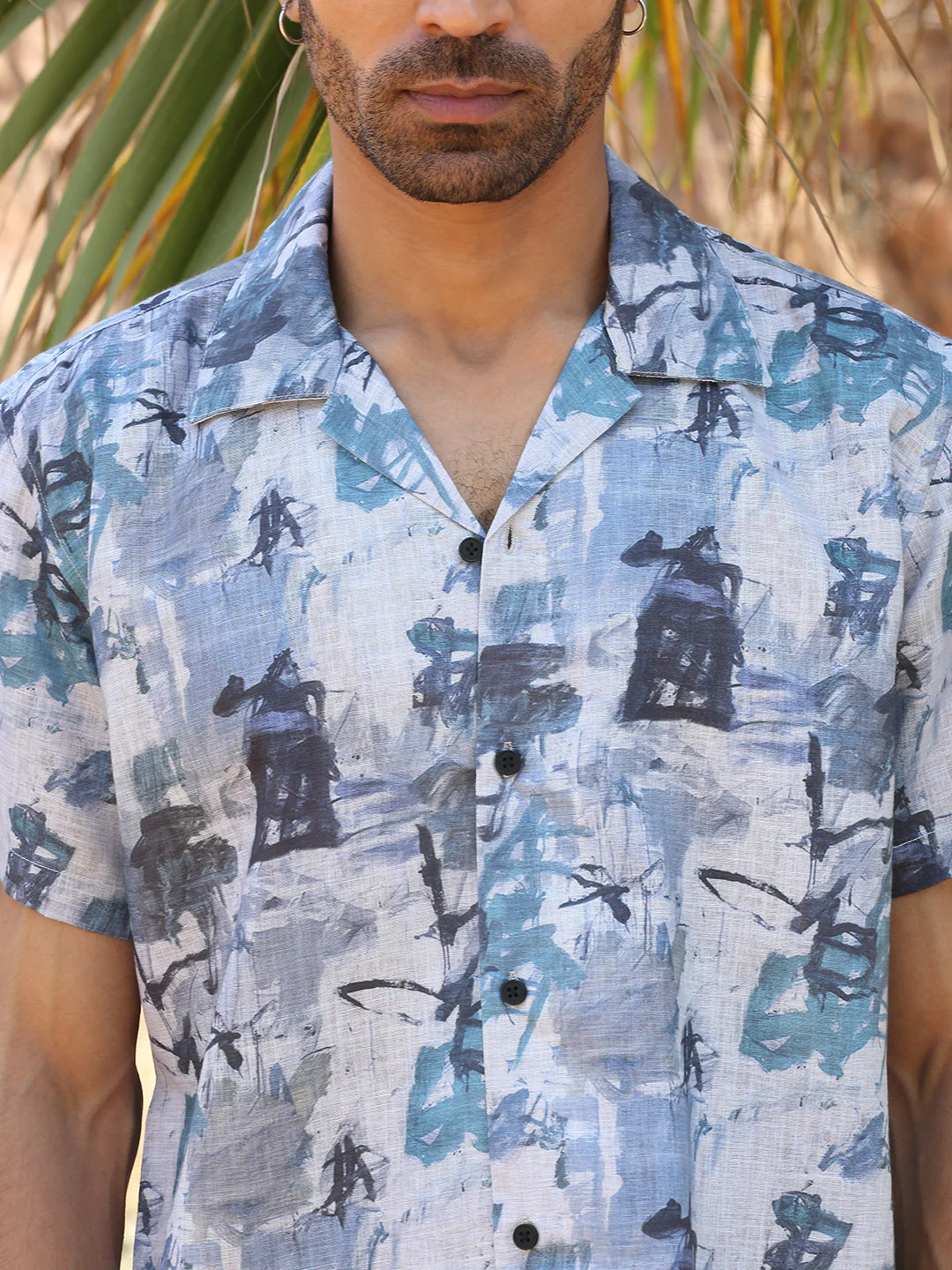 KRAFT INDIA Men Cotton Linen Cuban Collar Abstract Printed Casual Shirt - Image 13