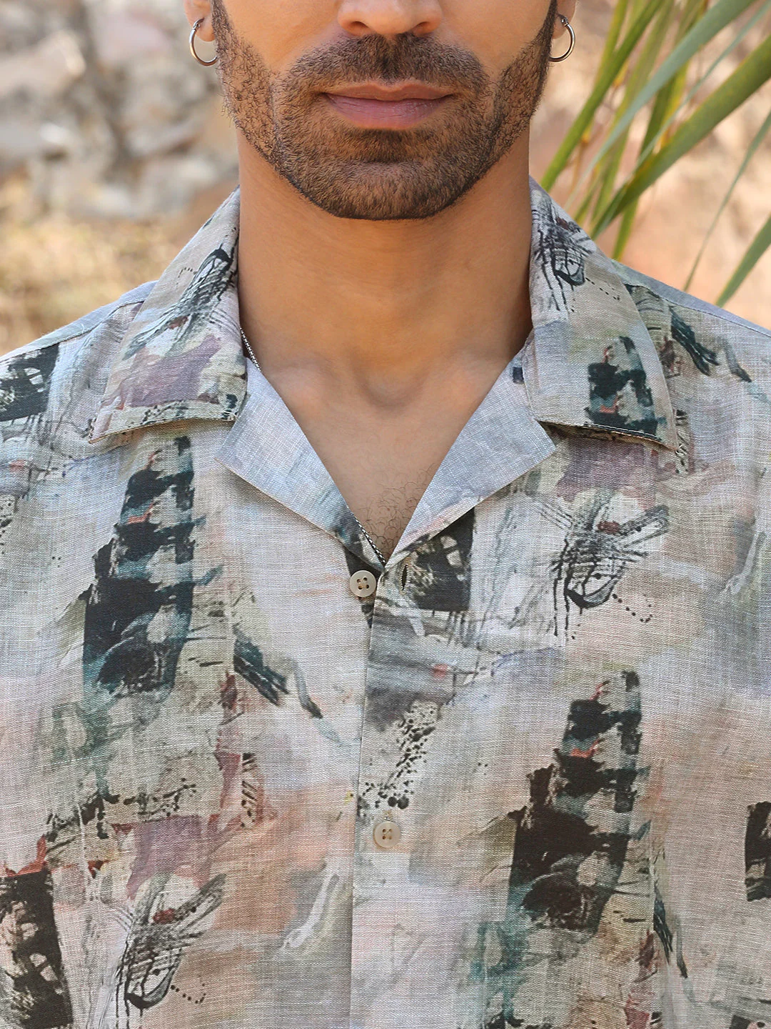 KRAFT INDIA Men Cotton Linen Cuban Collar Abstract Printed Casual Shirt - Image 18