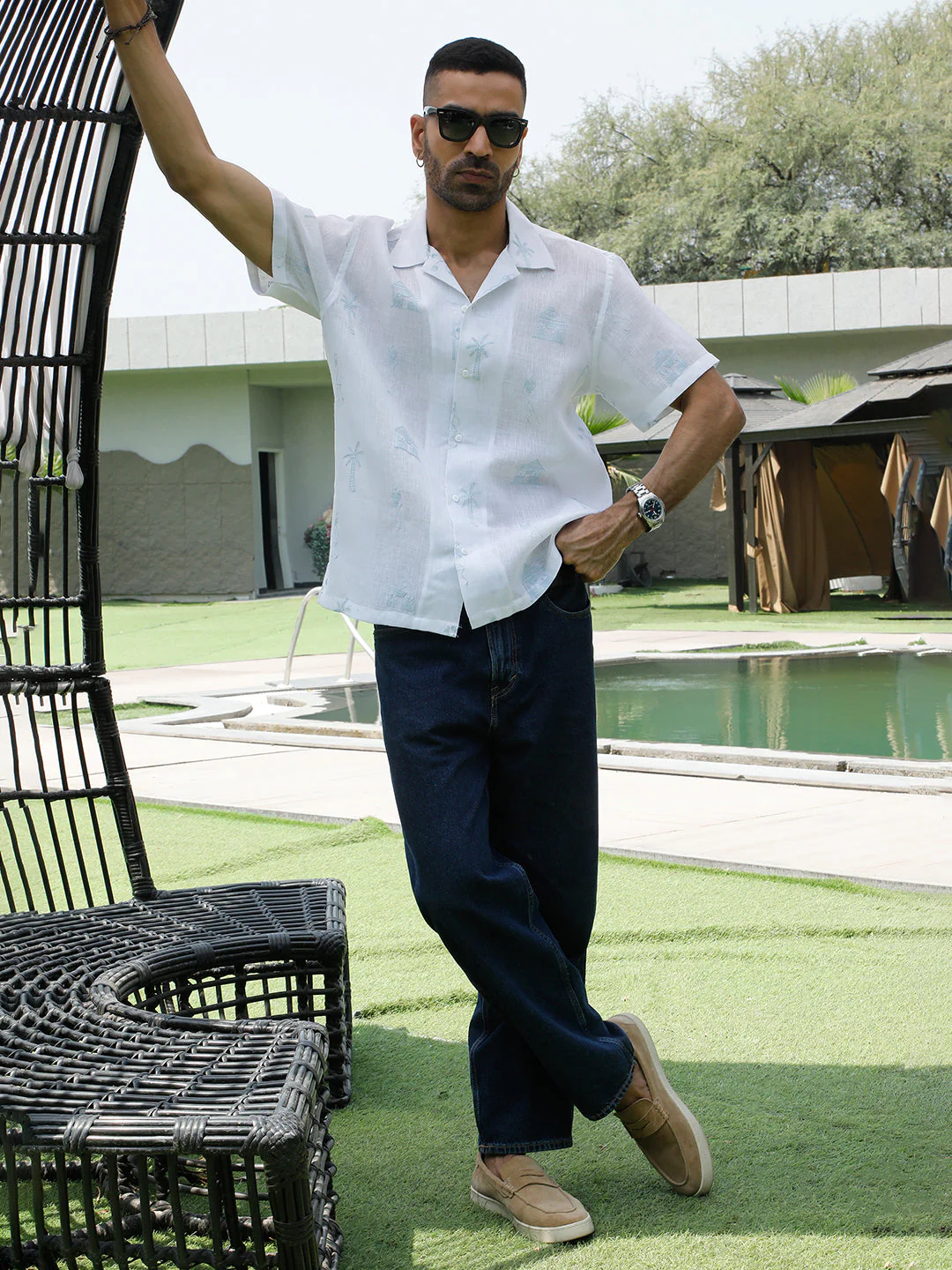 KRAFT INDIA Men Cotton Linen Cuban Collar Embroidered Tribal Designed Casual Shirt - Image 14