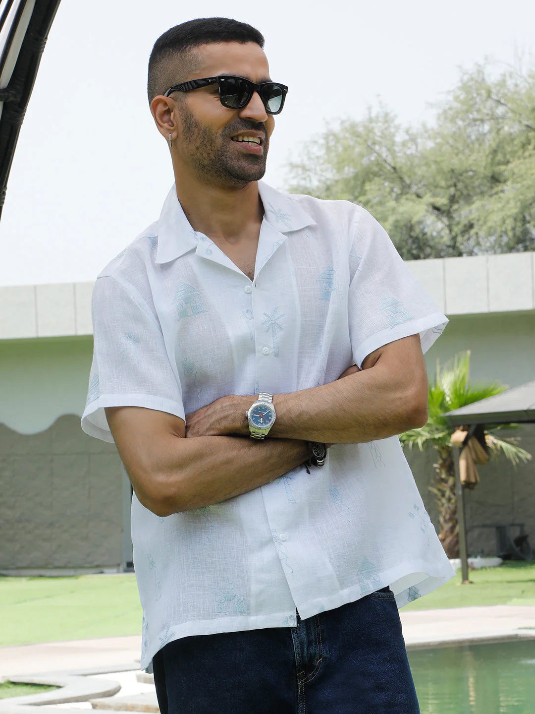 KRAFT INDIA Men Cotton Linen Cuban Collar Embroidered Tribal Designed Casual Shirt - Image 15