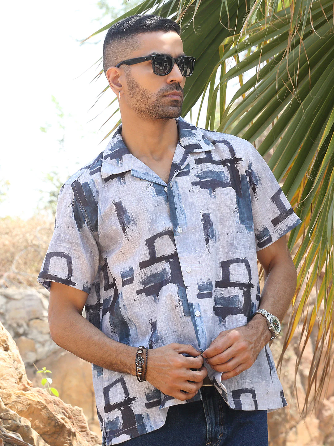 KRAFT INDIA Men Cotton Linen Cuban Collar Printed Casual Shirt - Image 15