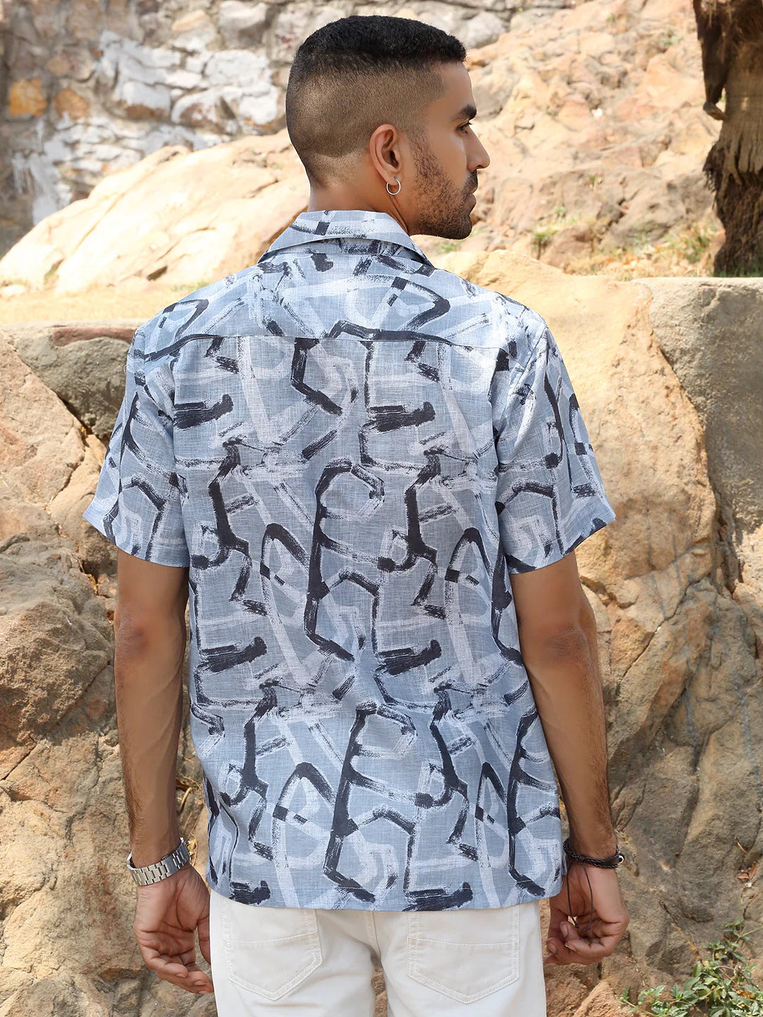 KRAFT INDIA Men Cotton Linen Cuban Collar Printed Casual Shirt - Image 17