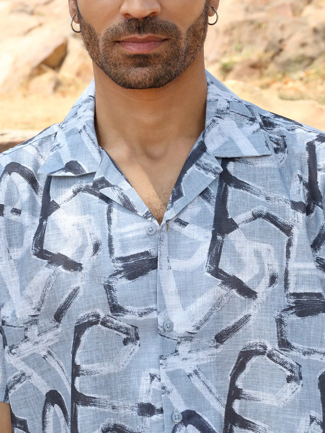 KRAFT INDIA Men Cotton Linen Cuban Collar Printed Casual Shirt - Image 18