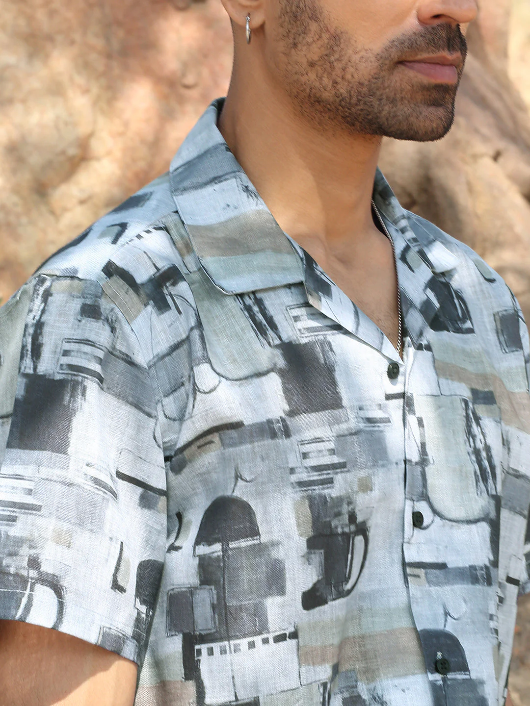 KRAFT INDIA Men Cotton Linen Cuban Collar Printed Casual Shirt - Image 23