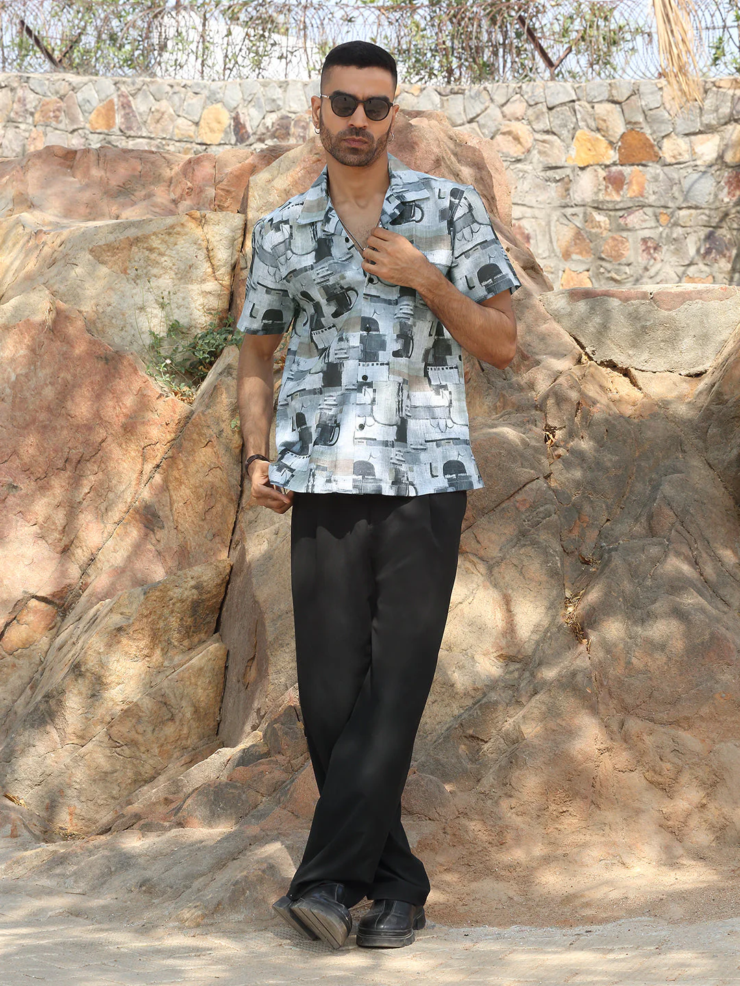 KRAFT INDIA Men Cotton Linen Cuban Collar Printed Casual Shirt - Image 24