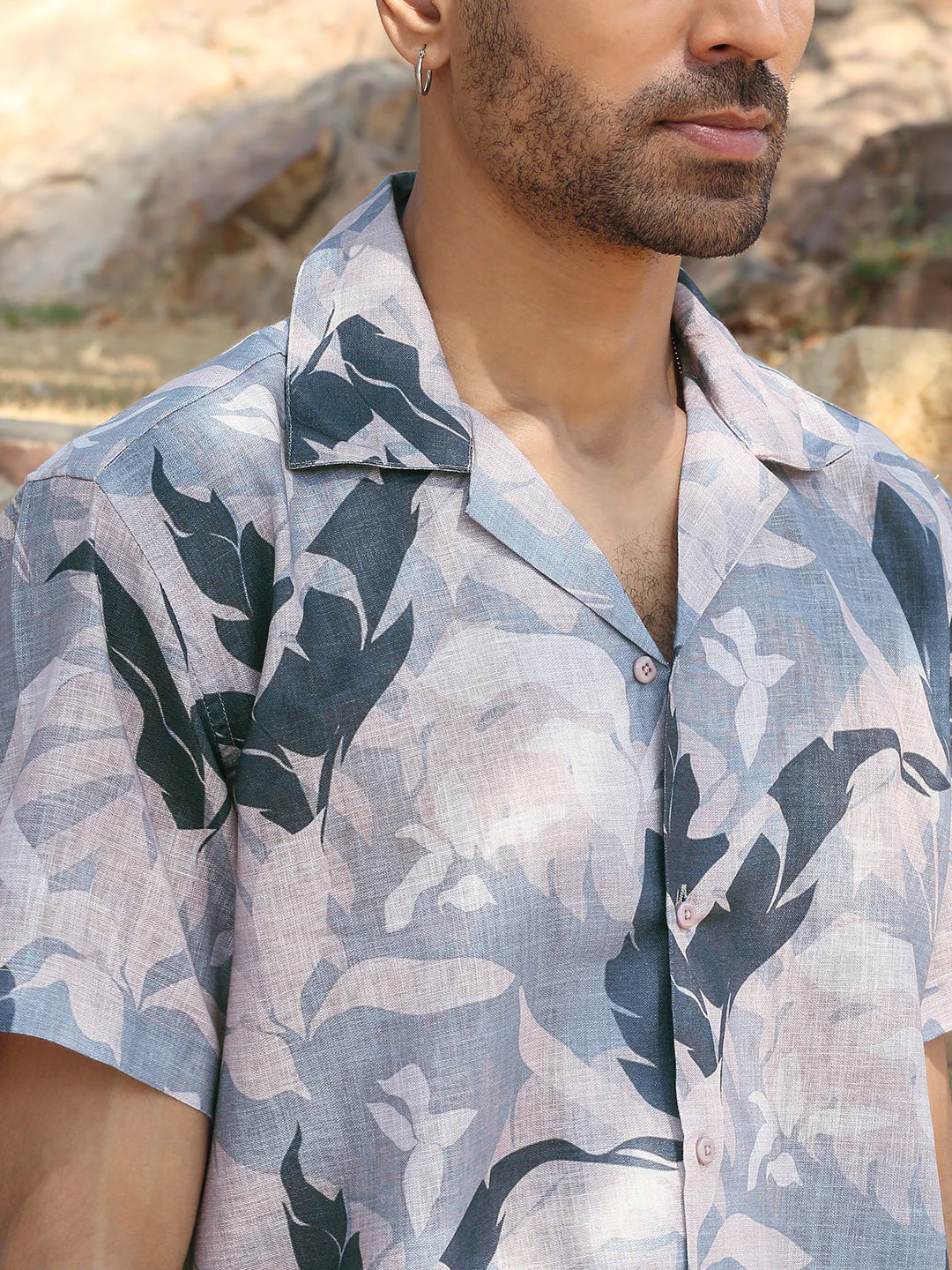 KRAFT INDIA Men Cotton Linen Cuban Collar Printed Casual Shirt - Image 3