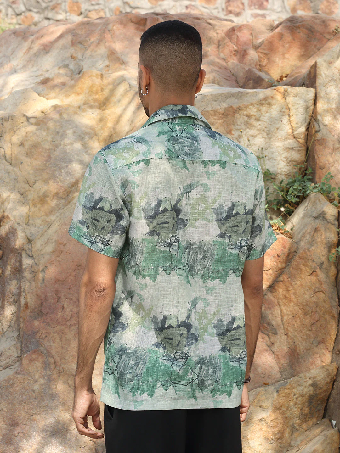 KRAFT INDIA Men Cotton Linen Cuban Collar Printed Casual Shirt - Image 7