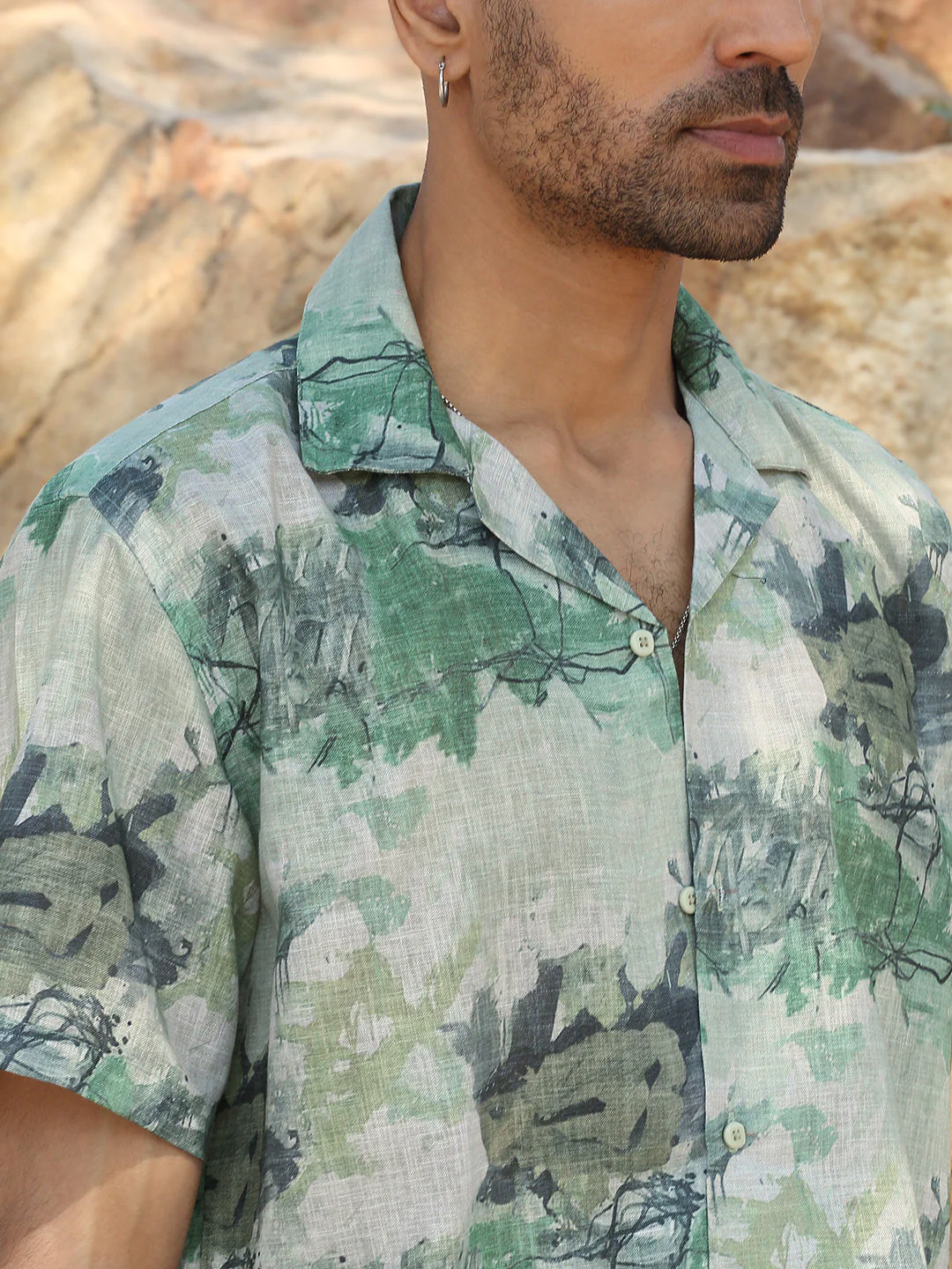 KRAFT INDIA Men Cotton Linen Cuban Collar Printed Casual Shirt - Image 8