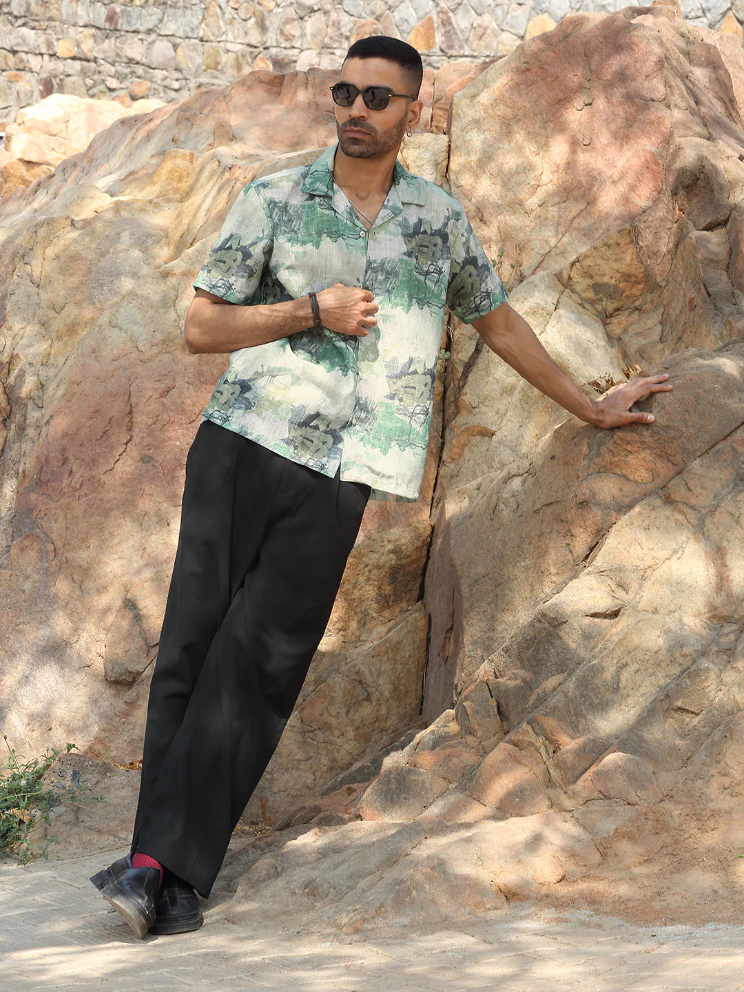 KRAFT INDIA Men Cotton Linen Cuban Collar Printed Casual Shirt - Image 9