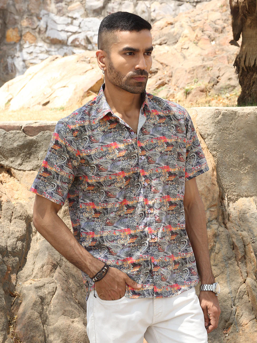 KRAFT INDIA Men Cotton Lycra Printed Paisley Casual Shirt - Image 6