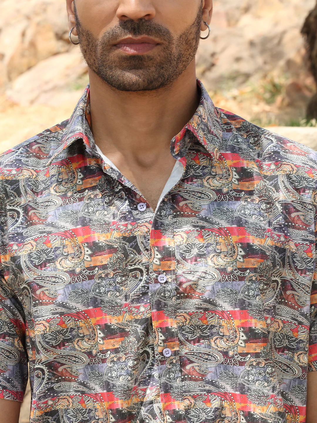 KRAFT INDIA Men Cotton Lycra Printed Paisley Casual Shirt - Image 8