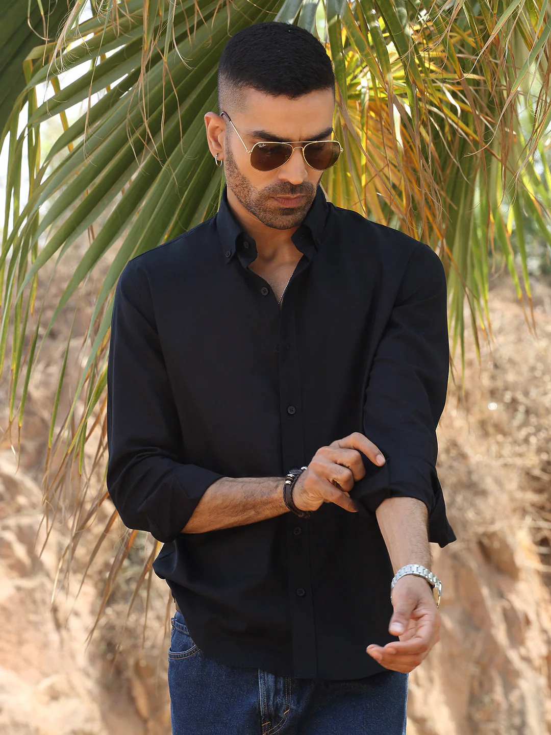 KRAFT INDIA Men Twill Cotton Solid Button-Down Collar Casual Shirt - Image 10