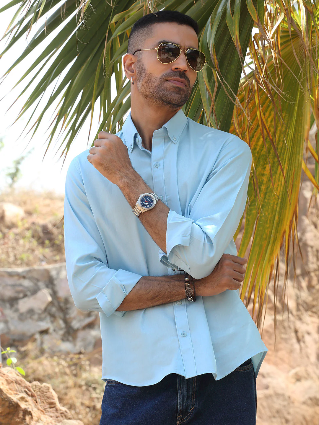 KRAFT INDIA Men Twill Cotton Solid Button-Down Collar Casual Shirt - Image 15