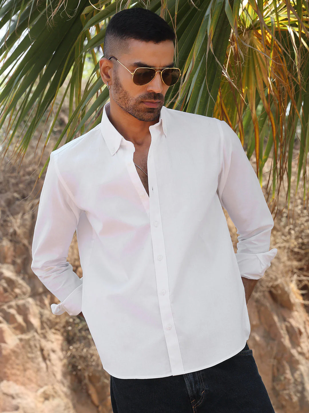 KRAFT INDIA Men Twill Cotton Solid Button-Down Collar Casual Shirt - Image 20