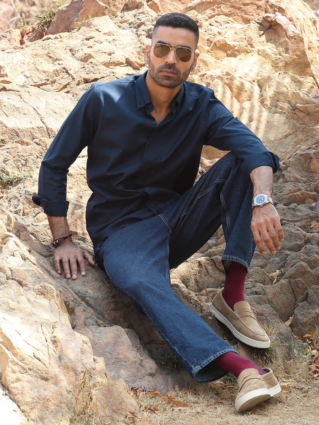 KRAFT INDIA Men Twill Cotton Solid Button-Down Collar Casual Shirt - Image 24