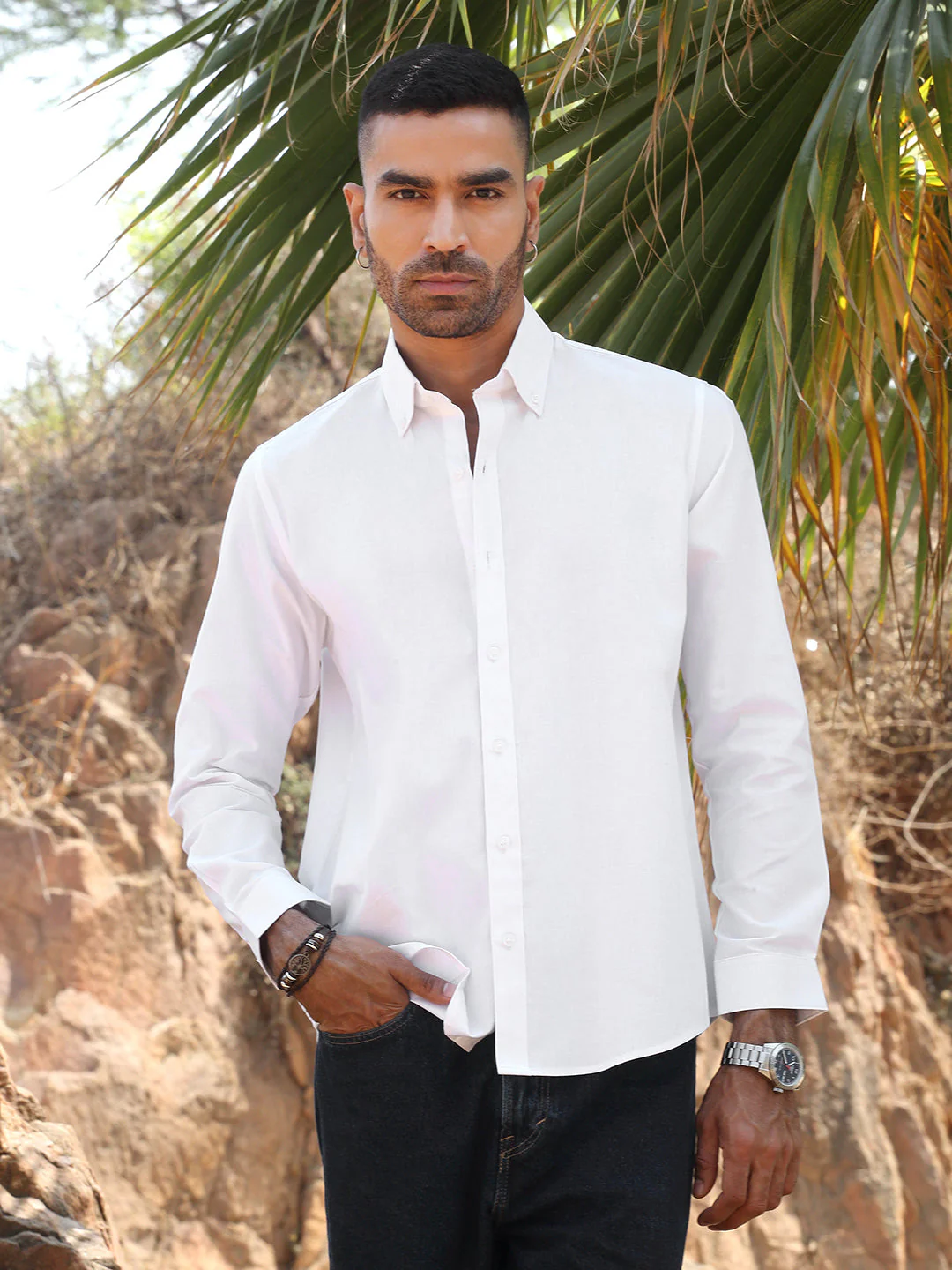 KRAFT INDIA Men Twill Cotton Solid Button-Down Collar Casual Shirt - Image 33