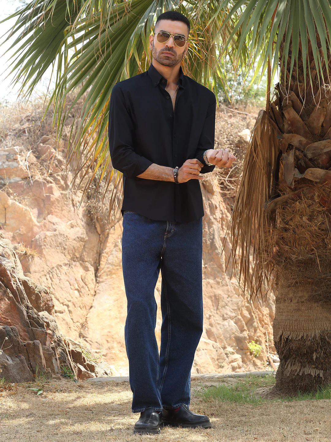 KRAFT INDIA Men Twill Cotton Solid Button-Down Collar Casual Shirt - Image 9