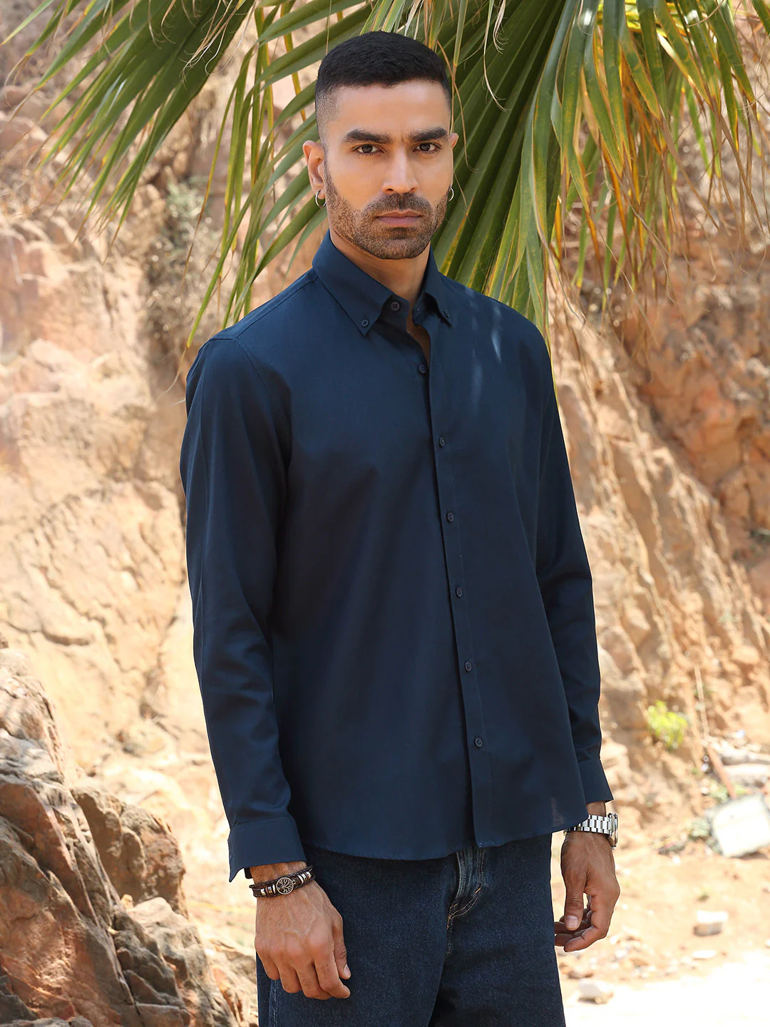 KRAFT INDIA Men Twill Cotton Solid Button-Down Collar Casual Shirt - Image 98