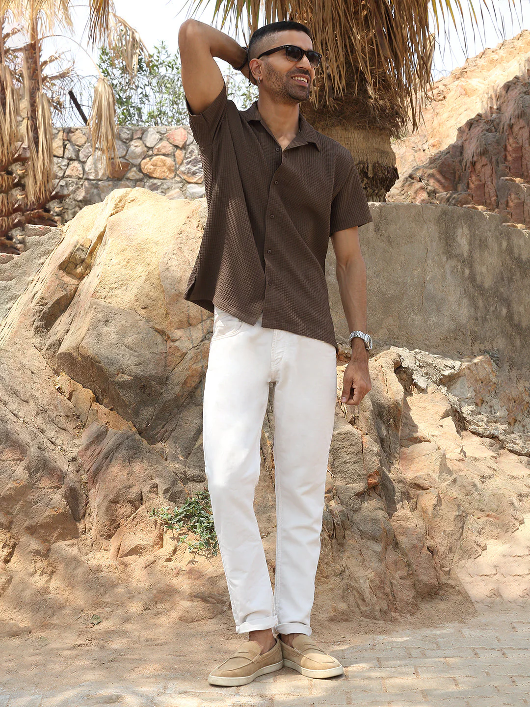 KRAFT INDIA Men Viscose Rayon Cuban Collar Checked Casual Shirt - Image 14