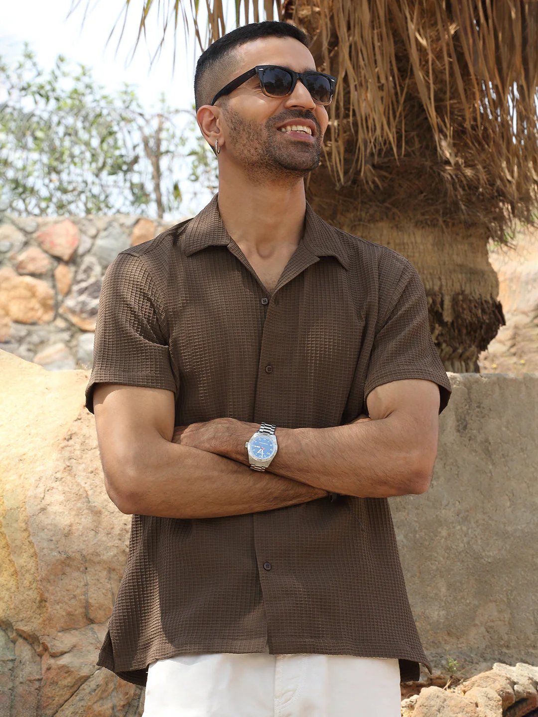 KRAFT INDIA Men Viscose Rayon Cuban Collar Checked Casual Shirt - Image 15