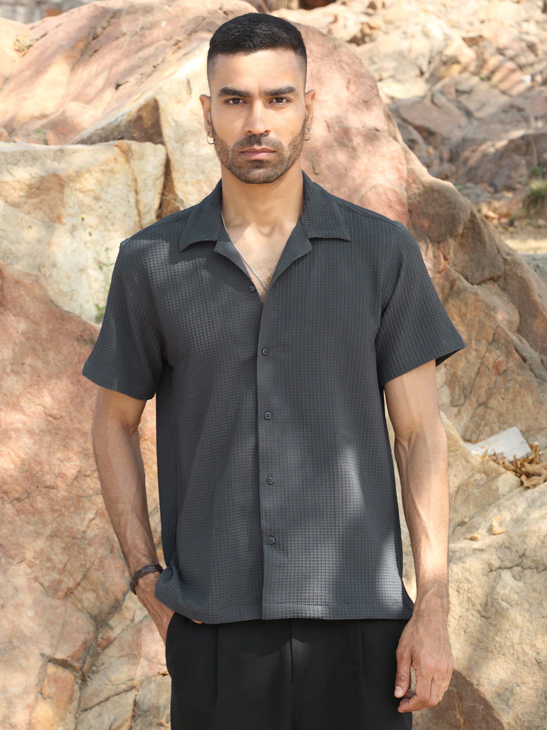 KRAFT INDIA Men Viscose Rayon Cuban Collar Checked Casual Shirt - Image 16