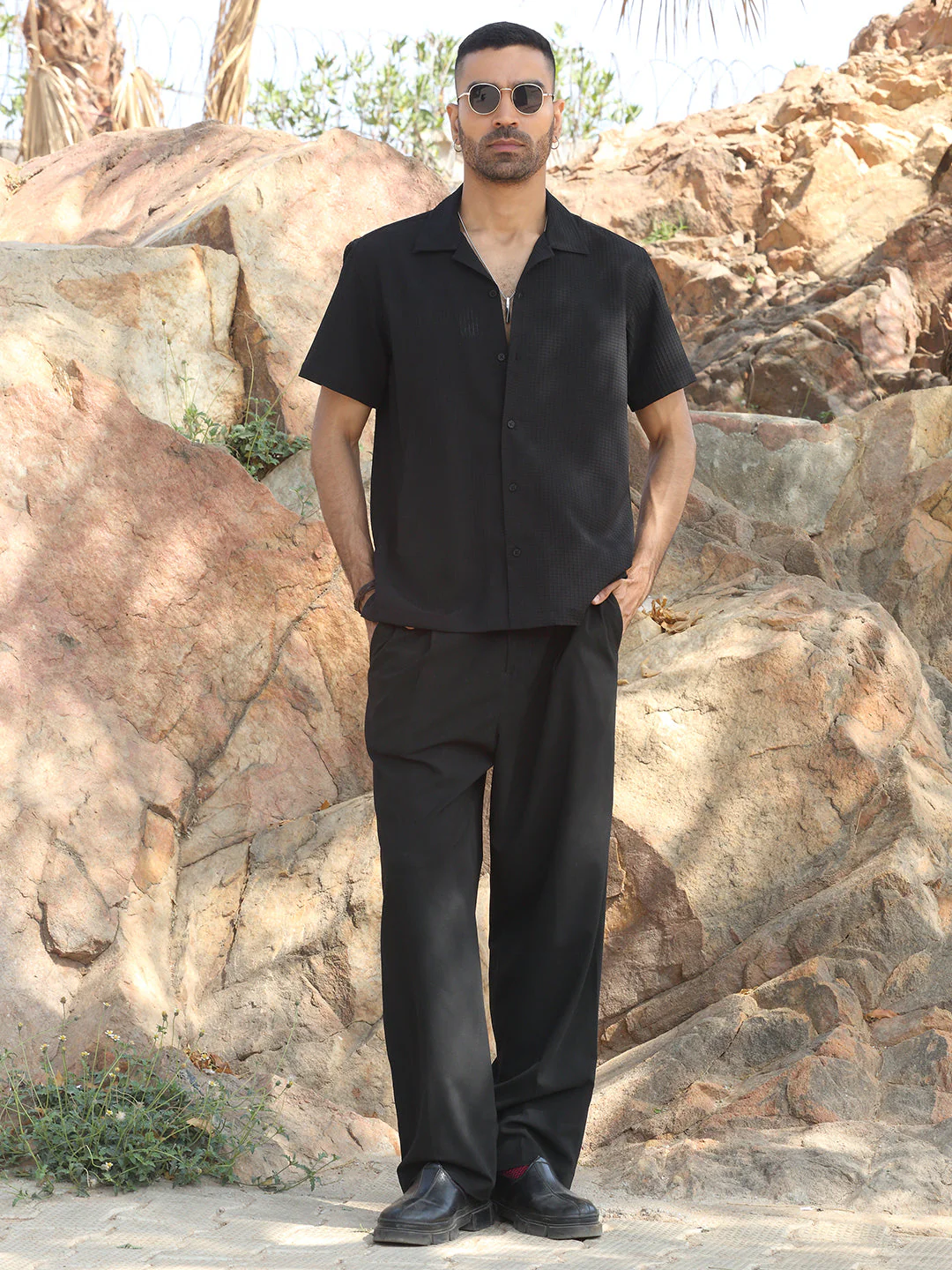 KRAFT INDIA Men Viscose Rayon Cuban Collar Checked Casual Shirt - Image 4