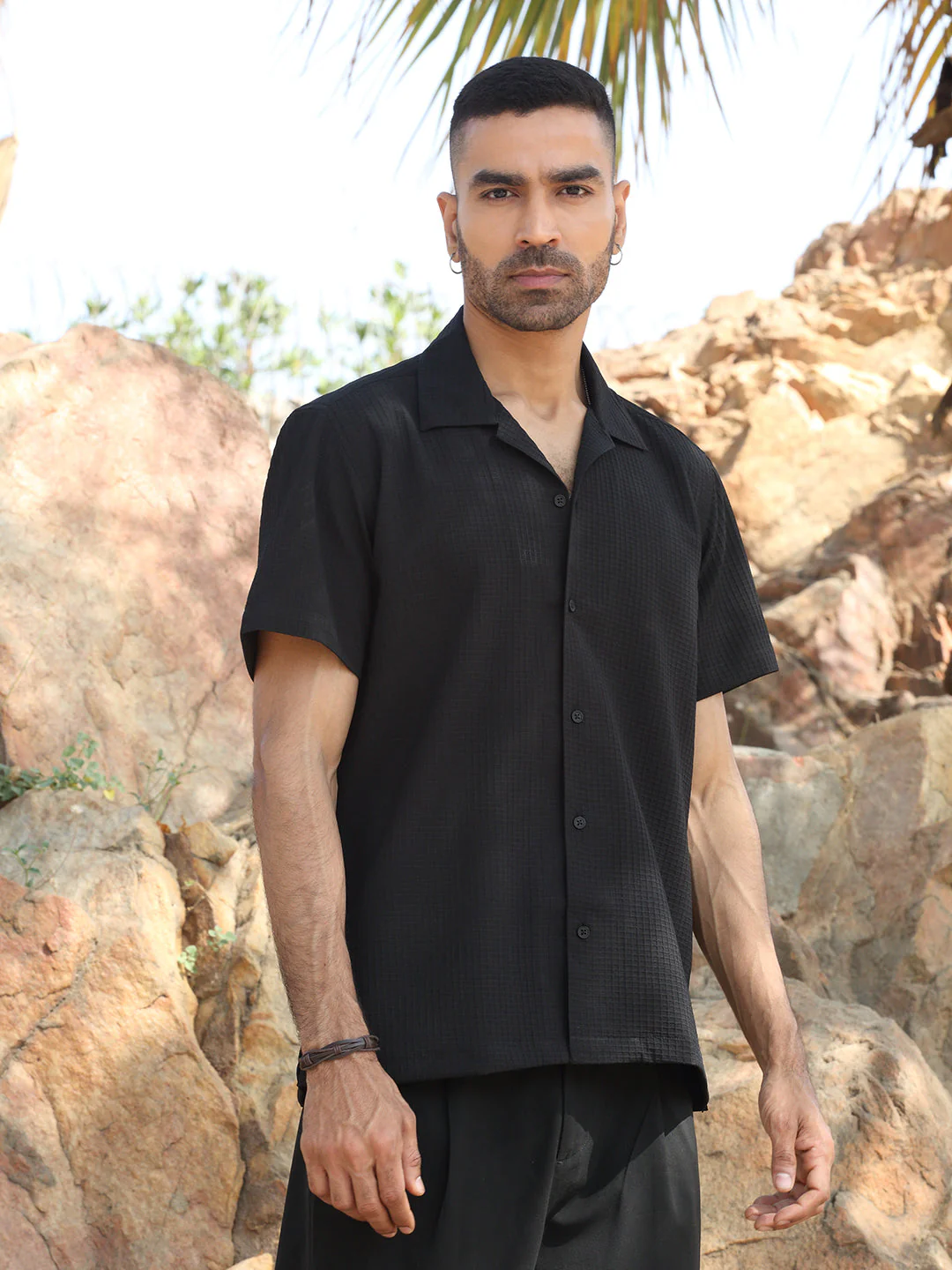 KRAFT INDIA Men Viscose Rayon Cuban Collar Checked Casual Shirt - Image 5