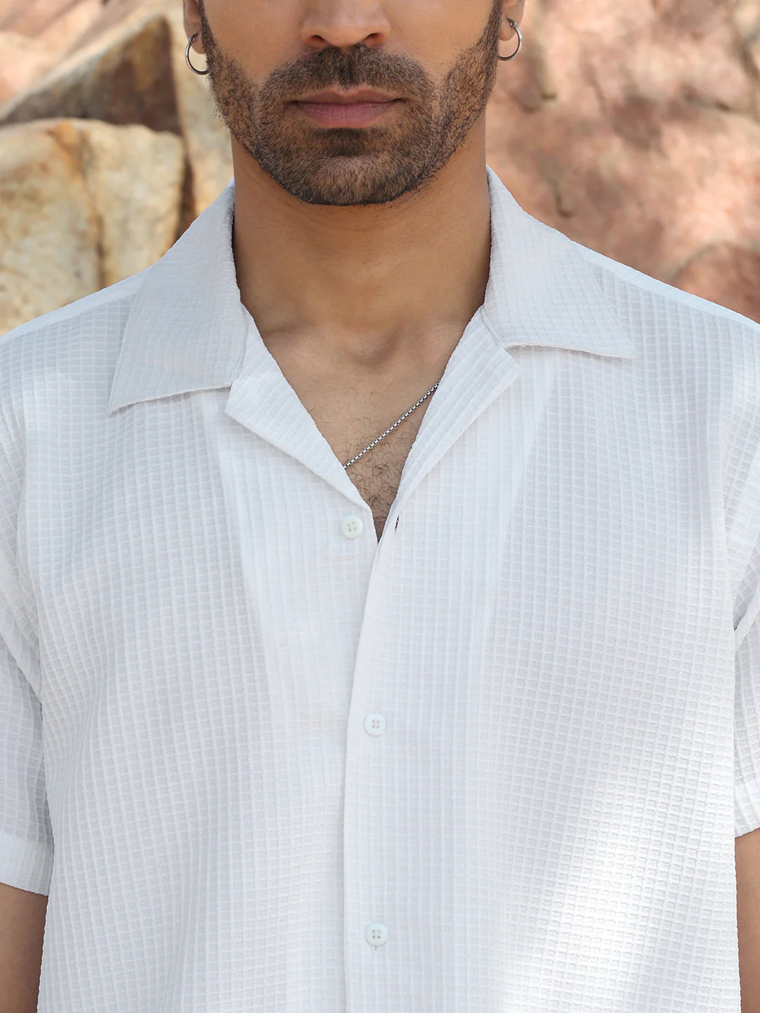 KRAFT INDIA Men Viscose Rayon Cuban Collar Checked Casual Shirt - Image 8