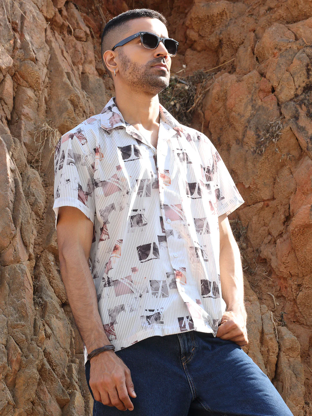 KRAFT INDIA Men Viscose Rayon Cuban Collar Printed Casual Shirt - Image 10