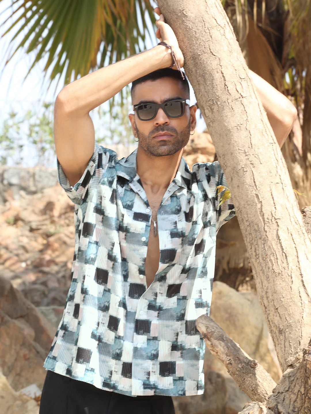 KRAFT INDIA Men Viscose Rayon Cuban Collar Printed Casual Shirt - Image 5