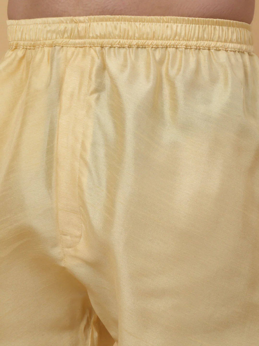 KRAFT INDIA Men's Silk Blend Jacquard Sequenced Kurta with Beige Elastic Waistband Churidar Set - Image 13