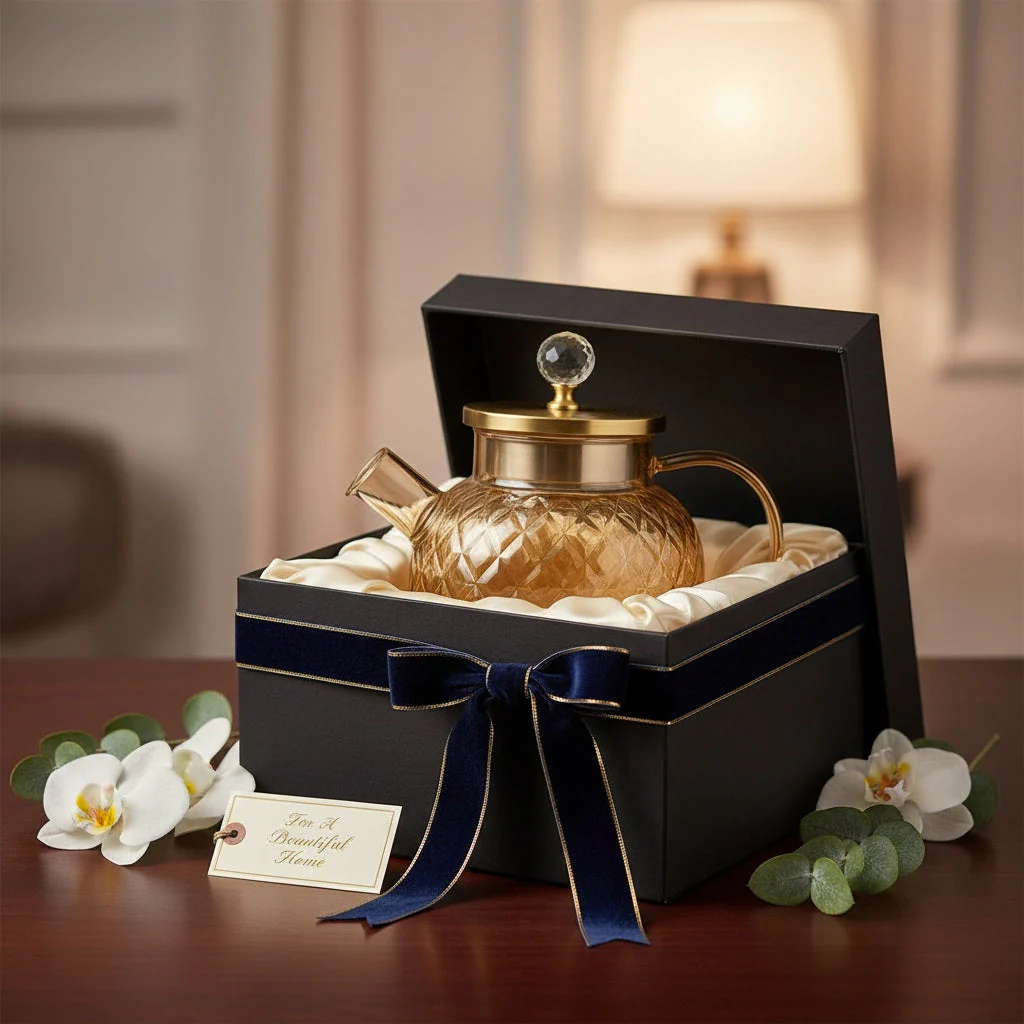 LA' VITE 1L Borosilicate Glass Kettle – Heat-Proof | Golden Stainless Steel Lid | Crystal Knob | 304 SS Strainer | Flame, Induction & Microwave Safe - Image 10