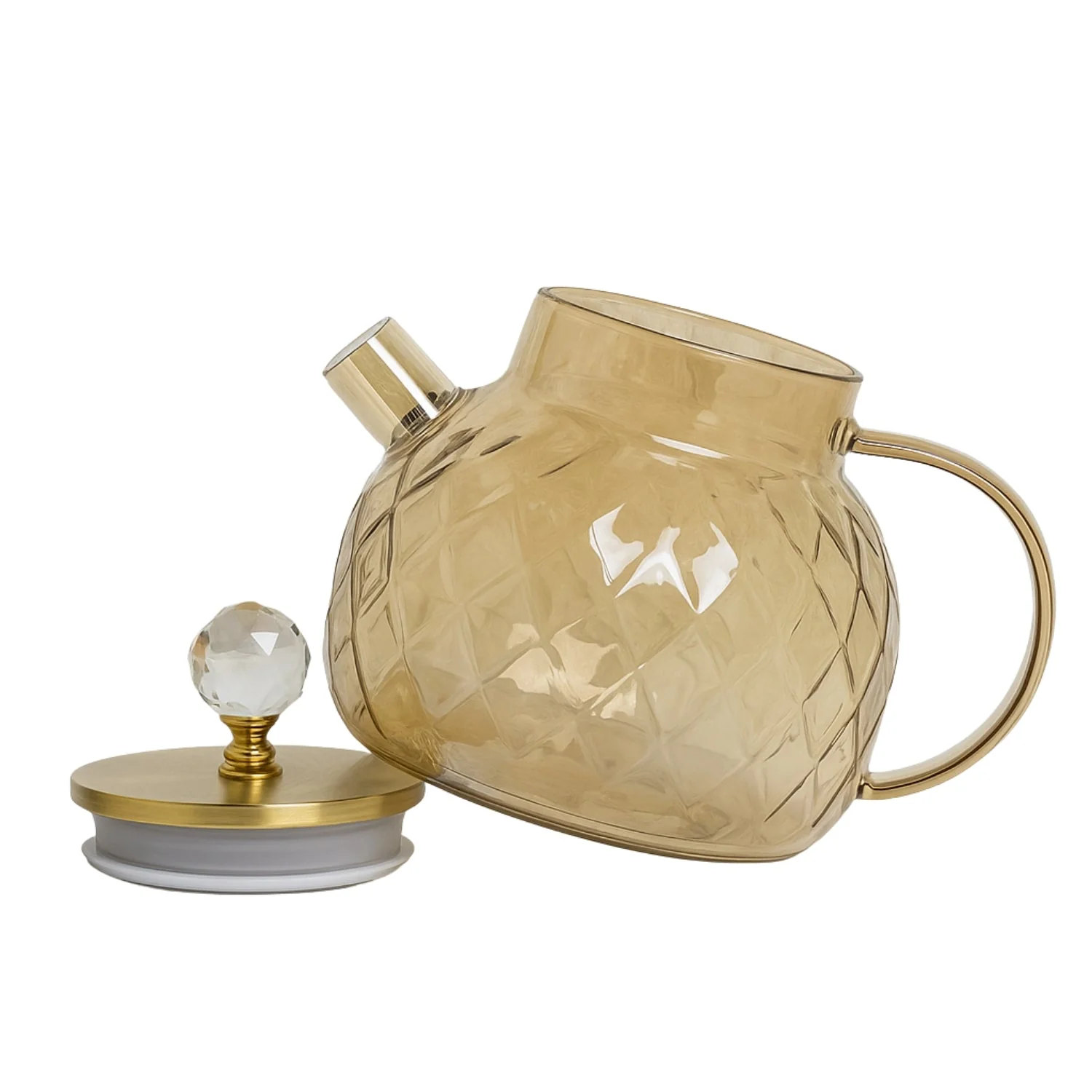 LA' VITE 1L Borosilicate Glass Kettle – Heat-Proof | Golden Stainless Steel Lid | Crystal Knob | 304 SS Strainer | Flame, Induction & Microwave Safe - Image 4